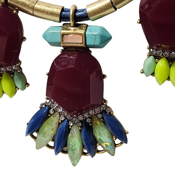 J.Crew Chunky Pendant Necklace Ethnic Statement Beaded Accents Fashion Jewelry - Picture 2 of 7